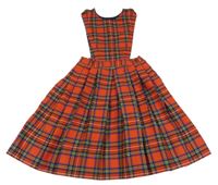 Červeno-barevná kostkovaná laclová sukně 