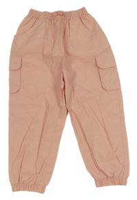 Světlerůžové plátěné cargo kalhoty F&F