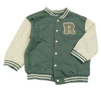 Khaki-smetanová propínací baseballová mikina s písmenkem H&M