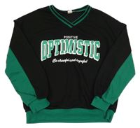 Čierno-zelená mikina s nápisom Shein