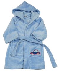 Světlemodrý chlupatý župan s autem a páskem Alive 