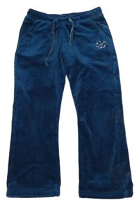 Petrolejové plyšové capri nohavice s kamienkami Pantaloons