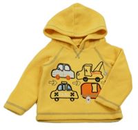 Okrová fleecová mikina s autami a kapucňou M&Co