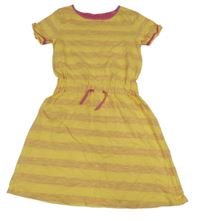 Žlto-ružové pruhované šaty Kanz