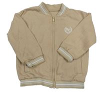 Béžová prepínaci mikina s výšivkou a prúžkami Matalan