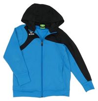 Modro-černá propínací sportovní mikina s logem a kapucí Erima