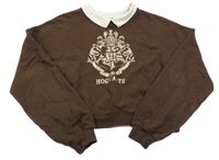 Čokoládová crop oversize mikina s Harry Potterem a golierikom H&M