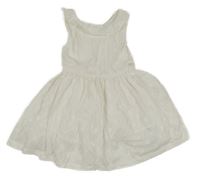 Bílé plátěné květované šaty s límečkem Sergent Major