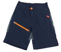 Tmavomodro-sivé šušťákové outdoorové kraťasy Lupilu