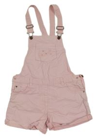 Světlerůžové riflové laclové kraťasy s květy Sergent Major 