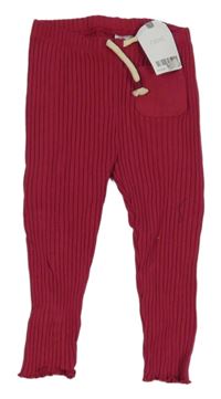 Nové - Malinové žebrované legíny s kapsou Next