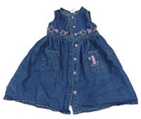 Tmavomodré rifľové prepínaci šaty s kvetmi C&A