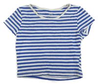 Modro-biele pruhované crop tričko H&M