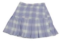 Levandulovo-biela kockovaná skladaná sukňa H&M