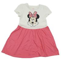 Bielo-ružové bavlnené šaty s Minnie Disney + C&A