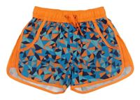 Modro-oranžové vzorované šušťákové športové kraťasy H&M