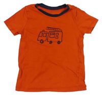 Tmavooranžovo-oranžové tričko s hasiči George