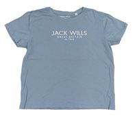 Šedomodré crop tričko s logom JACK WILLS