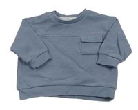 Modrošedá rebrovaná oversize mikina vreckom zn. RIVER ISLAND