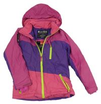 Tmavorůžovo/fialová šušťáková funkčná zimná lyžiarska bunda s odopínacíá kapucňou zn. MOUNTAIN WAREHOUSE