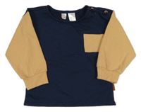 Tmavomodro-svetlohnedá mikina s vreckom LILA&JACK