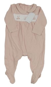 Nové - světlerůžovo-bílý overal se zajíčky a límečkem Next