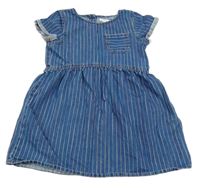 Modro-farebné pruhované rifľové šaty s vreckom Next