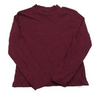 Tmavovínový rebrovaný crop rolák H&M