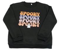 Čierna tepláková mikina s nápismi a duchem