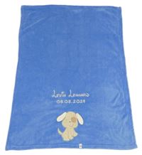 Modrá plyšová deka s psíkom a nápisom