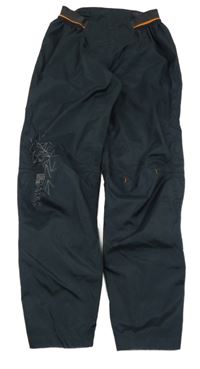 Tmavomodré kockované šušťákové nepromokavé funkčné nohavice so vzorom Decathlon