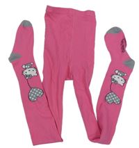 Růžovo-šedé punčocháče s Kitty Sanrio vel. 35-38