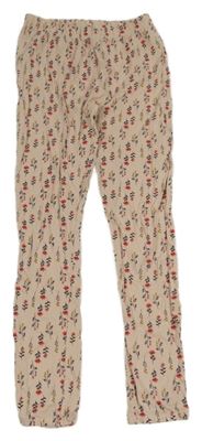 Pudrové pyžamové nohavice s kvietkami HIP&HOPPS