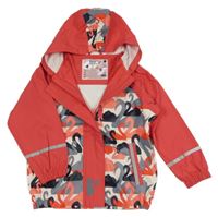 Smetanovo-jahodová nepromokavá bunda s labuťami  a kapucňou lupilu