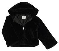 Černá kožešinová podšitá bunda s kapucí PRIMARK