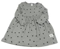 Sivé melírované rebrované úpletové šaty so srdiečkami SHEIN