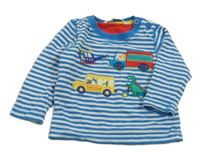 Modro-bílé pruhované triko s dopravními prostředky a dinosaurem John Lewis