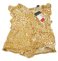 Nové - medovo-bílá vzorovaná halenka s volánky PRIMARK