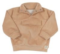 Broskvová žebrovaná plyšová teplá oversize mikina s kapsou George