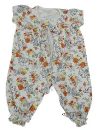 Biely overal so zvieratkami a kvietkami Nutmeg