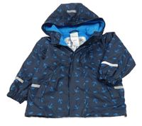 Tmavomodrá nepromokavá jarní bunda s kotvami a lodičkami a kapucí impidimpi
