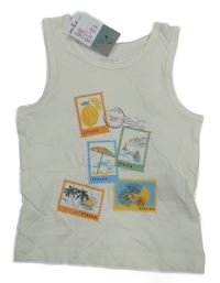 Nové - biele tielko s tištěnými známkami PRIMARK