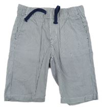 Bílo-tmavomodré pruhované plátěné kraťasy H&M
