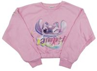 Ružová oversize crop mikina so Stitchem PRIMARK