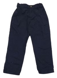 Tmavomodré chino plátěné kalhoty H&M