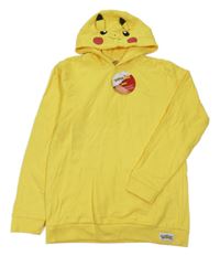 Nové - žlutá mikina s kapsou a kapucí - Pikachu