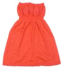 Neónově oranžové šaty s perforovaným vzorom Yd.