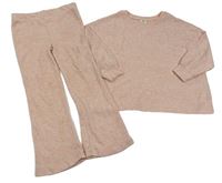 2set - Růžová melírovaná úpletová oversize mikina s kamínky + flare kalhoty River Island