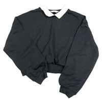 Antracitová crop mikina s golierikom H&M