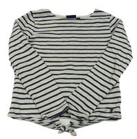 Svetlošedá -tmavomodrá pruhovaná crop mikina Tom Tailor
